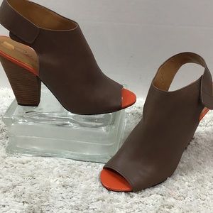 Charles Amar leather peep toe booties